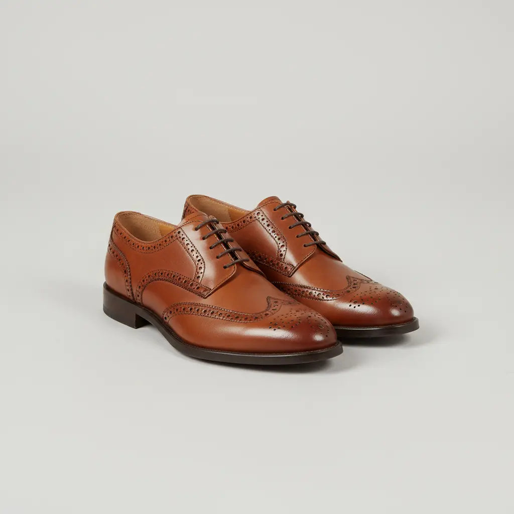 Cognac Leather Brogue Shoes