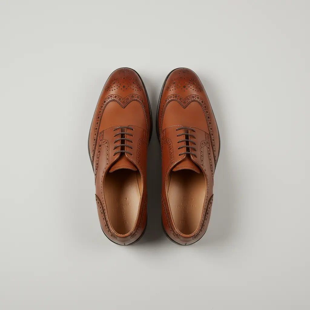 Cognac Leather Brogue Shoes