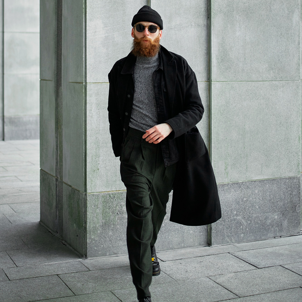 Longline Wool Overcoat — Black