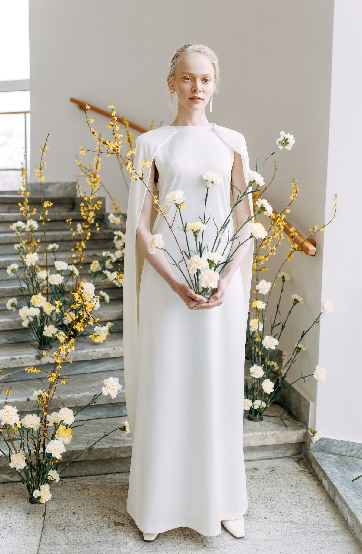 Celesté Ivory Cape Dress