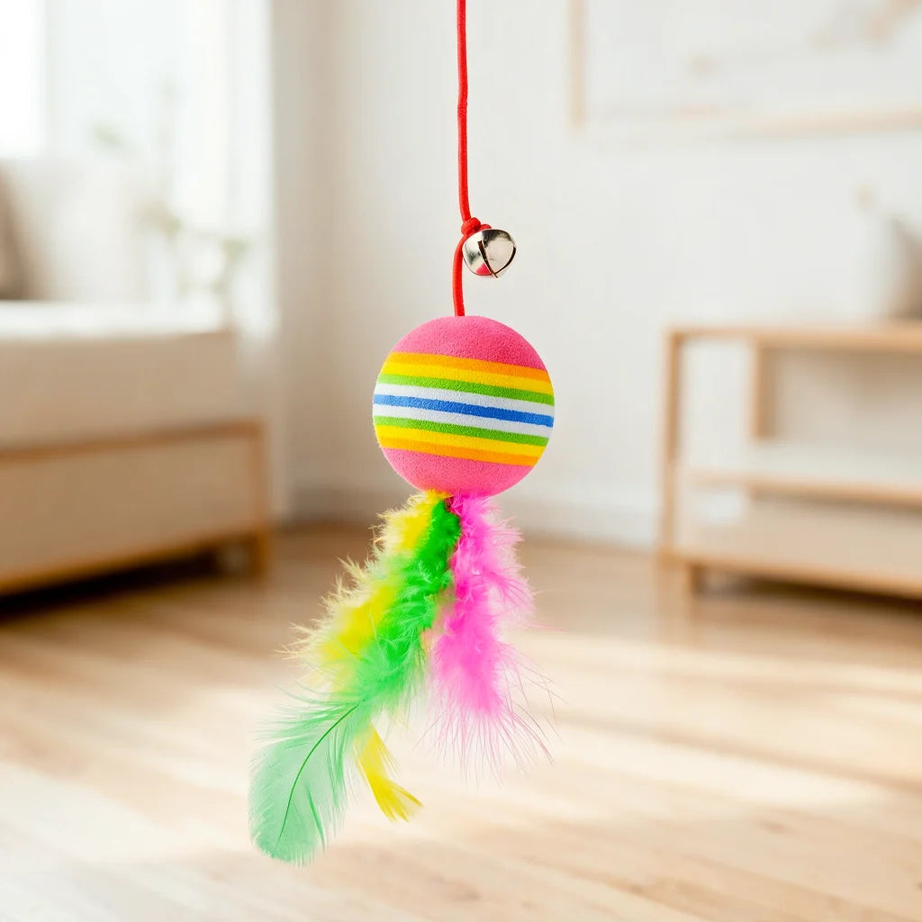 Hanging Feather Ball Cat Toy