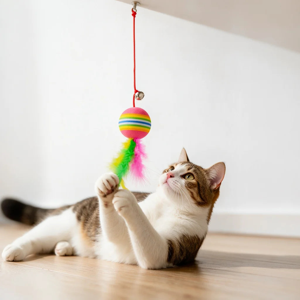 Hanging Feather Ball Cat Toy