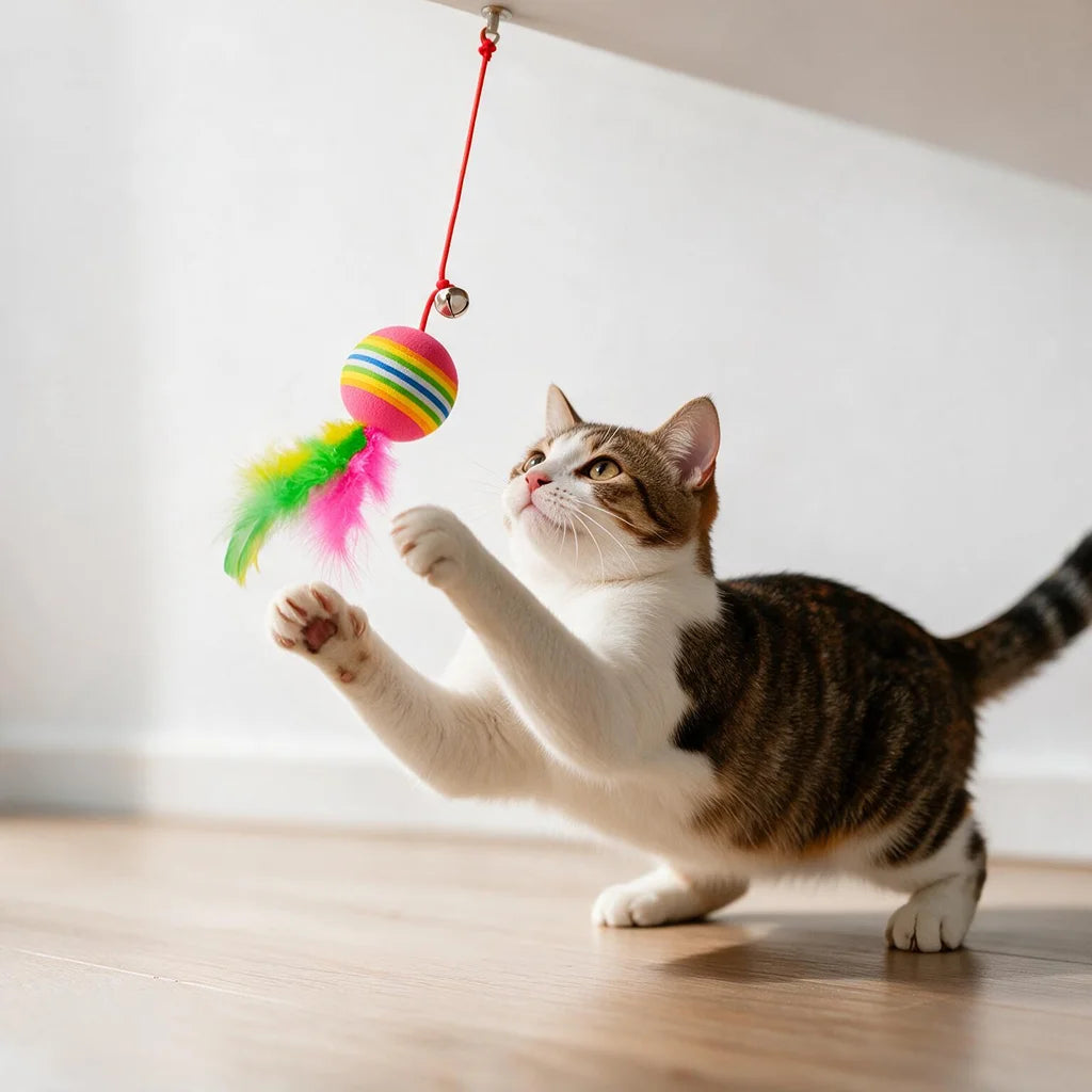 Hanging Feather Ball Cat Toy