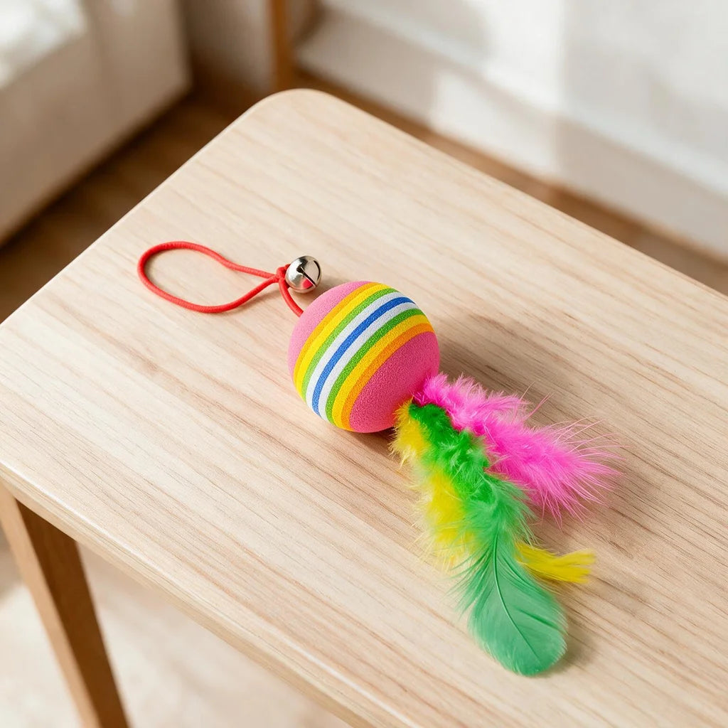 Hanging Feather Ball Cat Toy