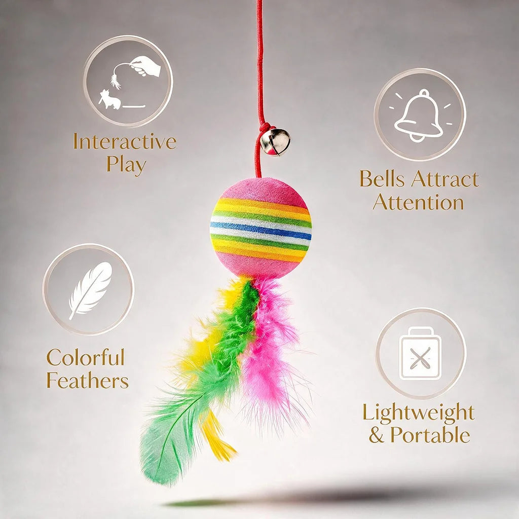 Hanging Feather Ball Cat Toy