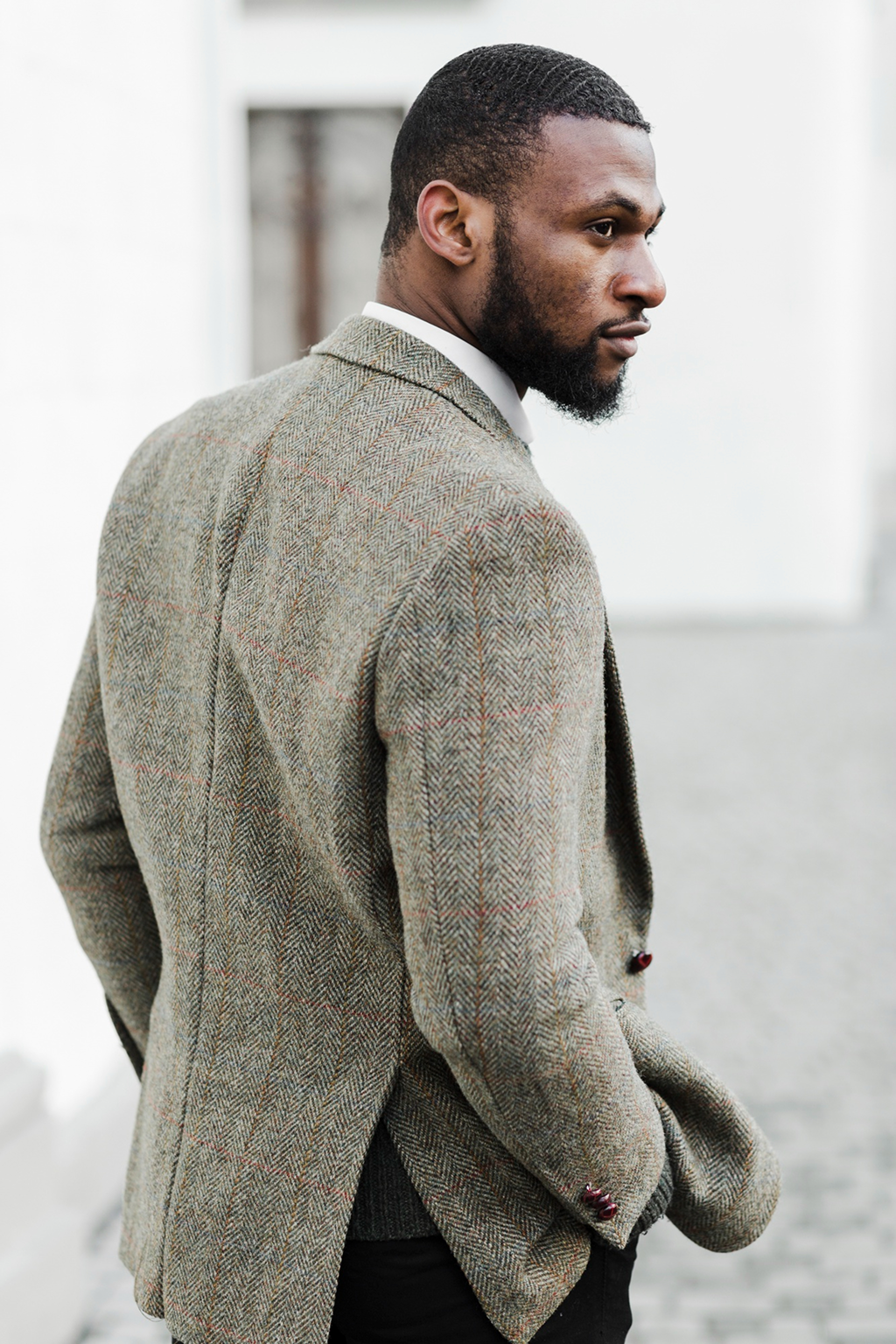 Green Herringbone Tweed Blazer