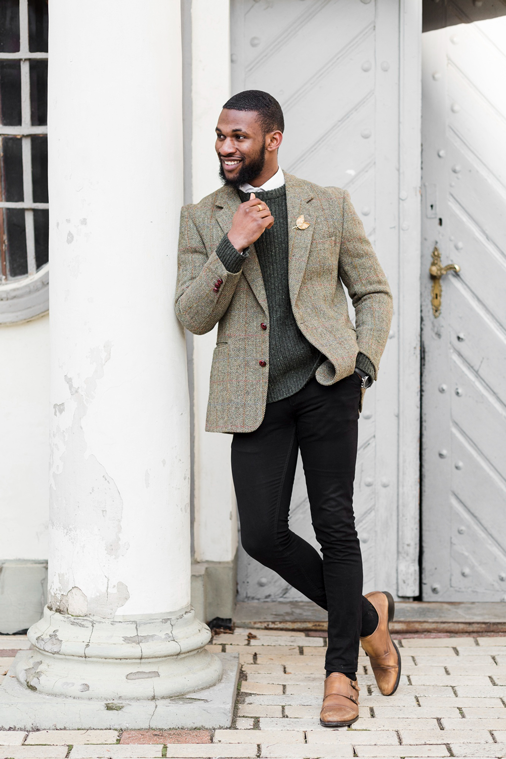 Green Herringbone Tweed Blazer