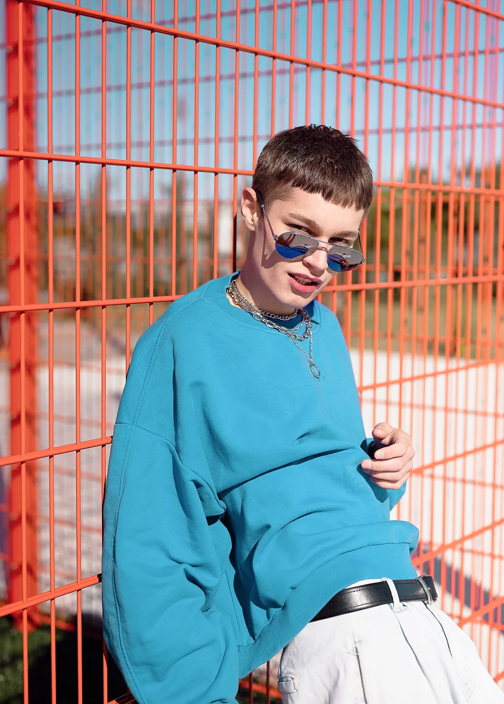 Oversized Teal Crewneck Sweatshirt