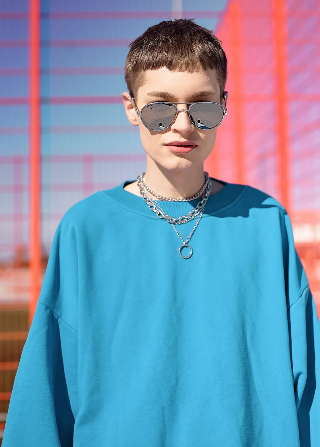 Oversized Teal Crewneck Sweatshirt
