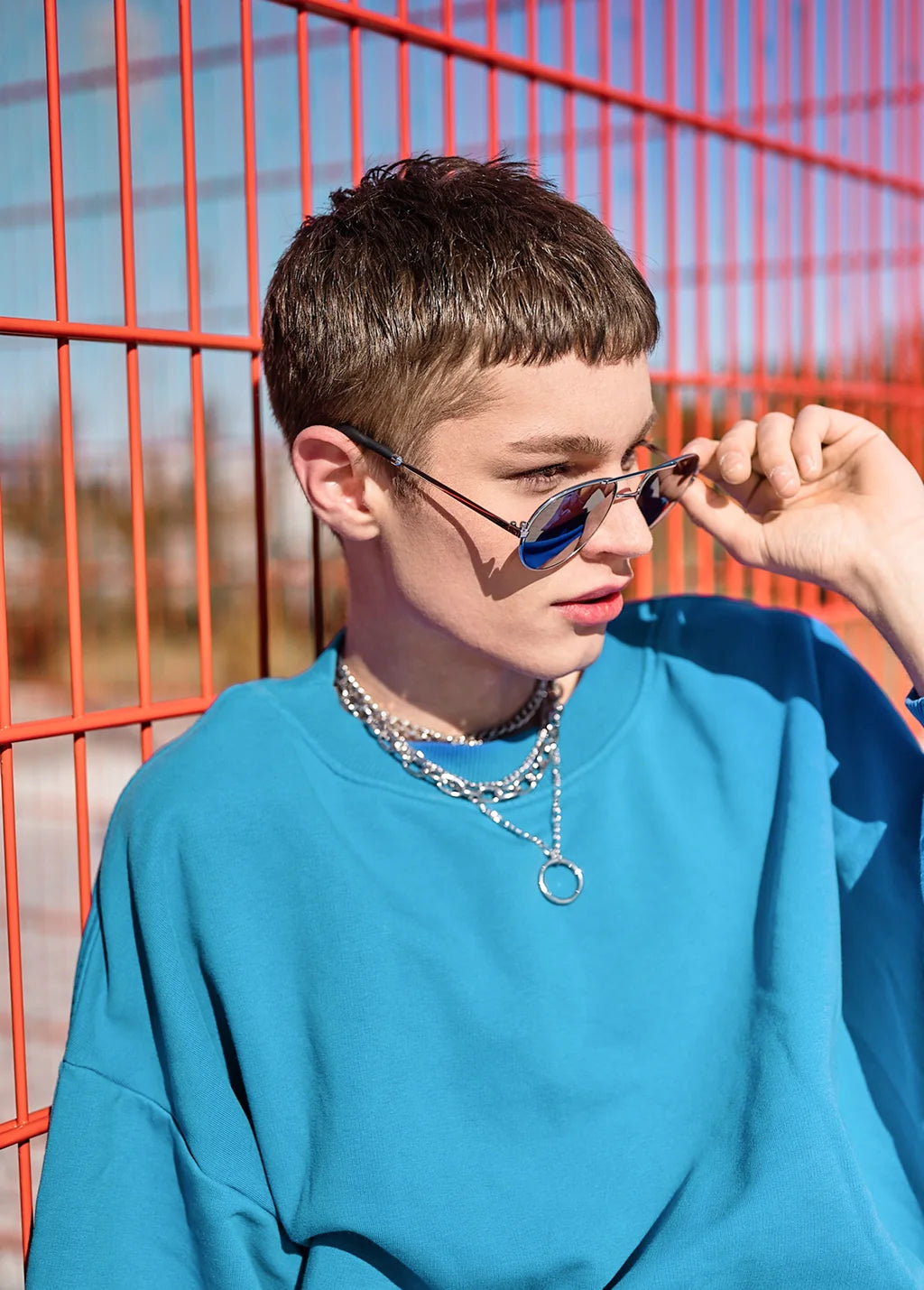 Oversized Teal Crewneck Sweatshirt