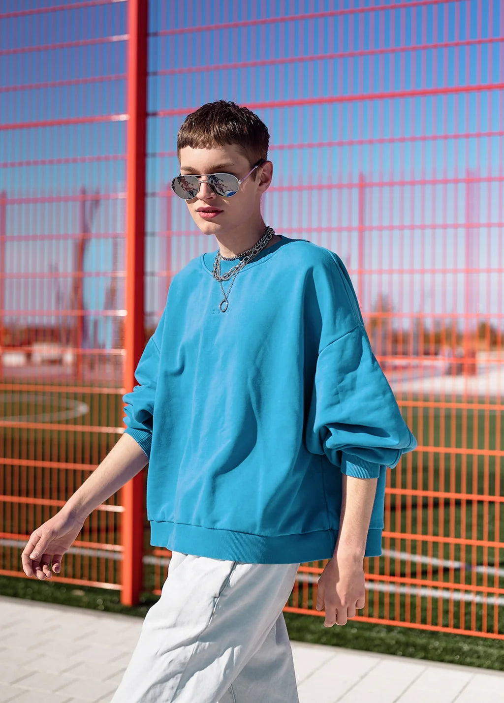 Oversized Teal Crewneck Sweatshirt