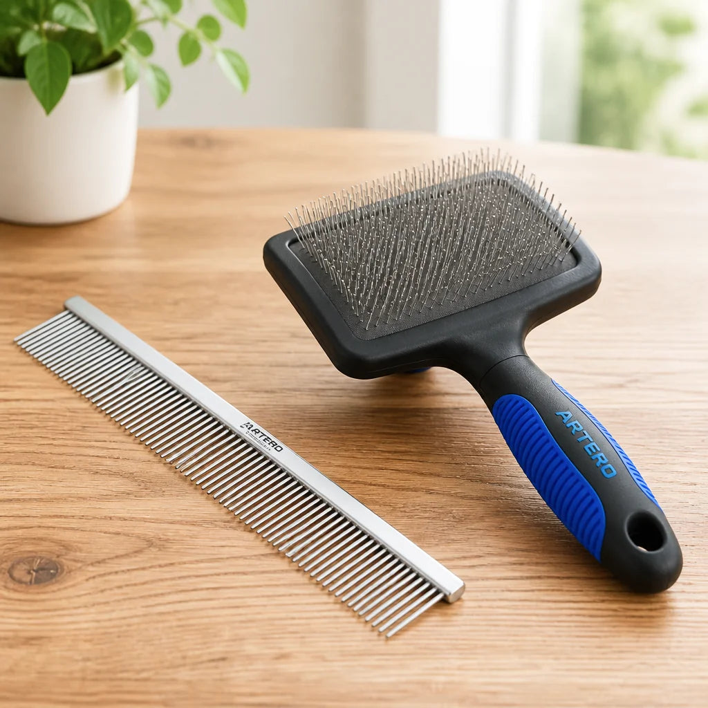 Slicker Brush and Steel Comb Set