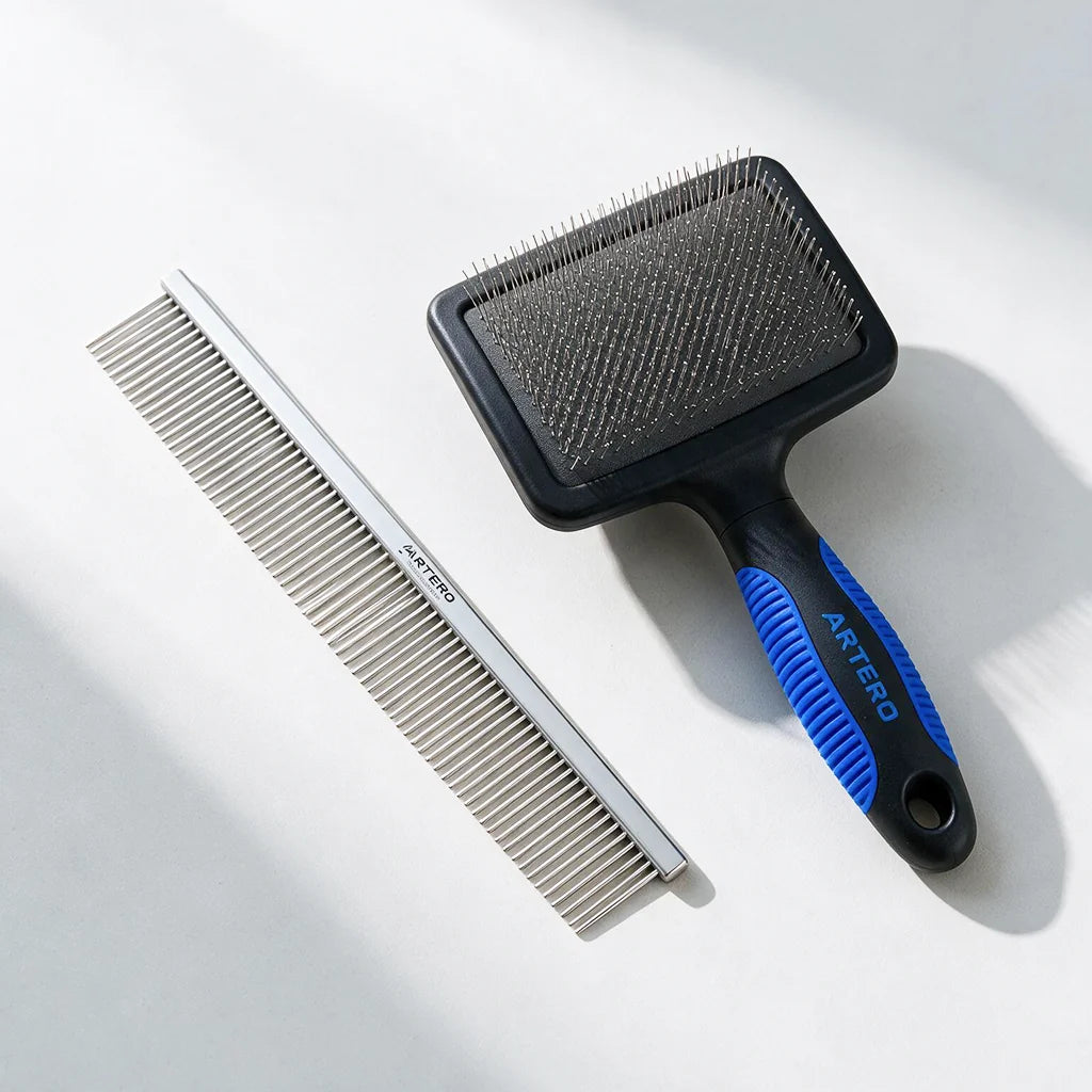 Slicker Brush and Steel Comb Set